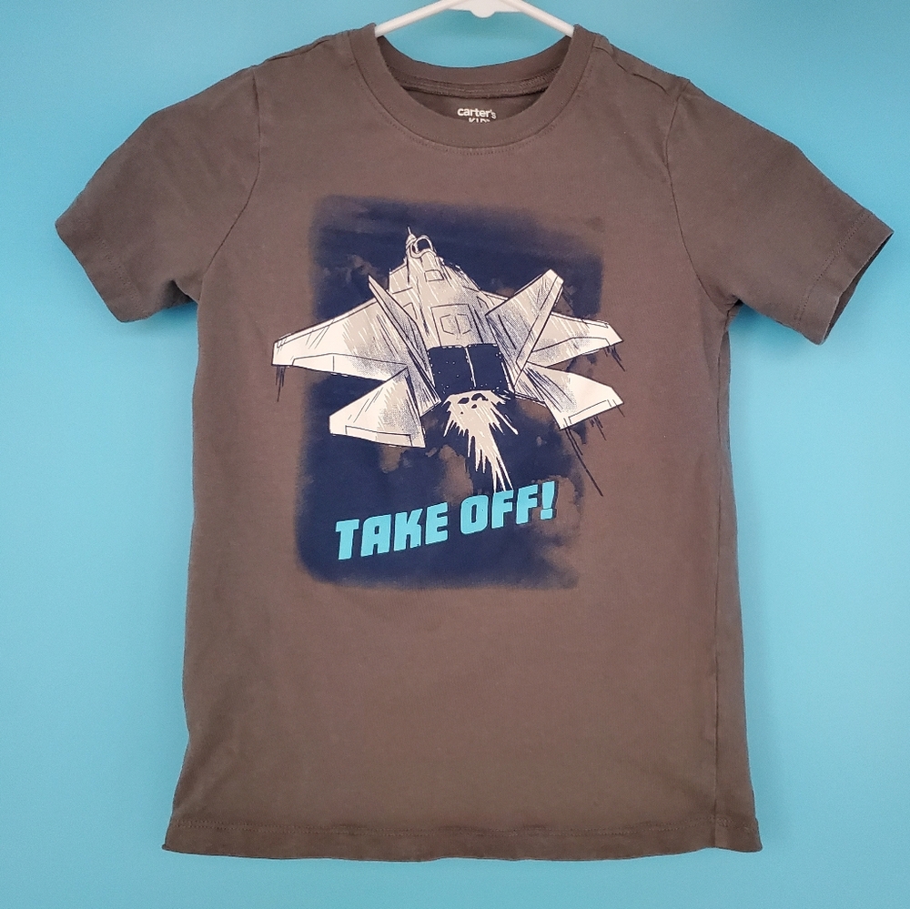Carter's Boy's Tee Size 7 Gray Spaceship Graphic